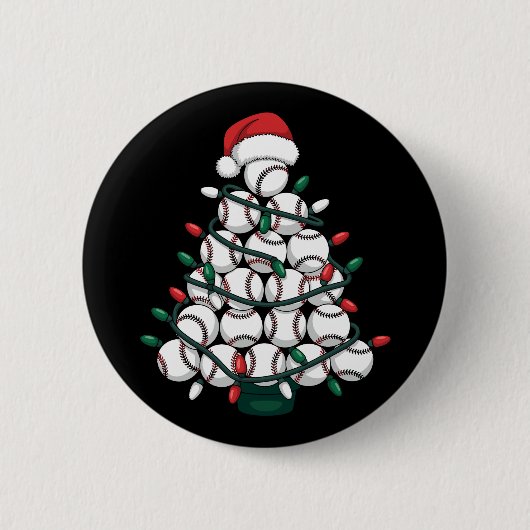 Baseball-Weihnachtsbaum-Santa-Sport Button (Vorderseite)