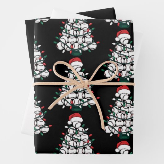 Baseball-Weihnachtsbaum-Santa-Sport Geschenkpapier Set (Beispiel)