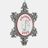 #Baseball-Weihnachtsbaumdekoration Schneeflocken Zinn-Ornament (Links)