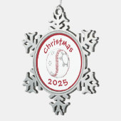 #Baseball-Weihnachtsbaumdekoration Schneeflocken Zinn-Ornament (Rechts)