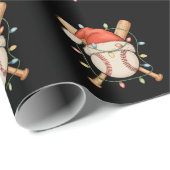 Baseball Weihnachtsfeier Weihnachtsmannmütze Weihn Geschenkpapier (Rolleneckpunkt)