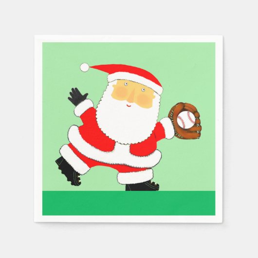 Baseball Weihnachtsfeiertag Serviette (Vorderseite)