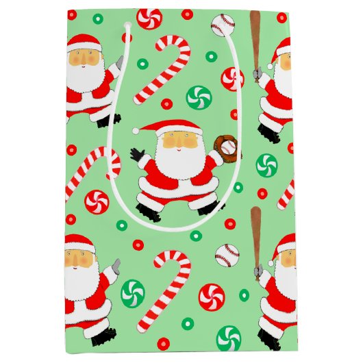 Baseball Weihnachtsfest Mittlere Geschenktasche Geschenktüte (Vorderseite)