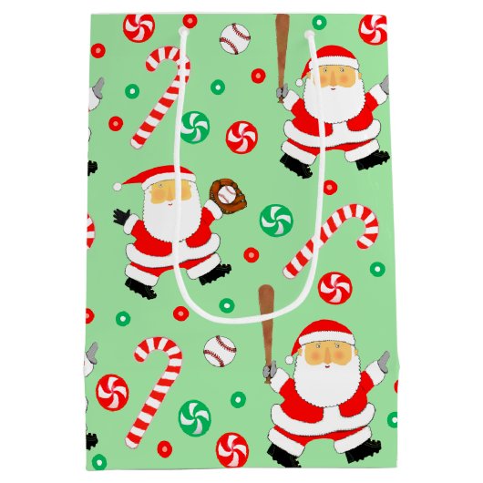 Baseball Weihnachtsfest Mittlere Geschenktasche Mittlere Geschenktüte (Rückseite)