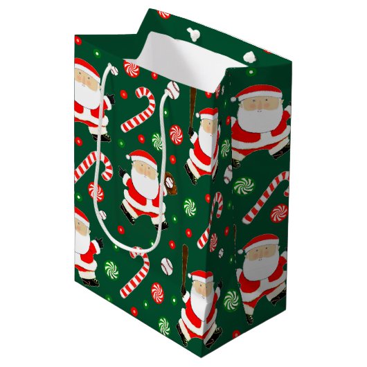 Baseball Weihnachtsfest Mittlere Geschenktasche Mittlere Geschenktüte (Vorderseite Schrägansicht)