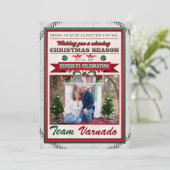 Baseball Weihnachtsfotokarte Feiertagskarte (Stehend Vorderseite)