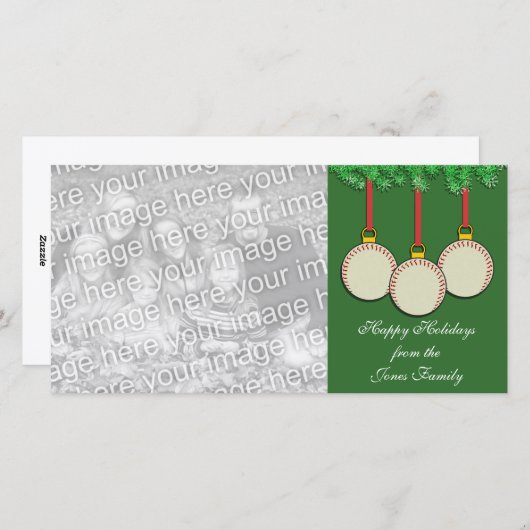 Baseball Weihnachtsfotokarte Feiertagskarte (Vorne/Hinten)