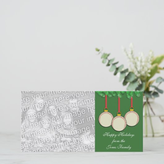 Baseball Weihnachtsfotokarte Feiertagskarte (Stehend Vorderseite)