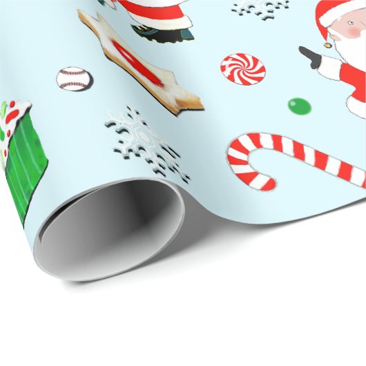 Baseball Weihnachtsgeschenk Geschenkpapier (Rolleneckpunkt)