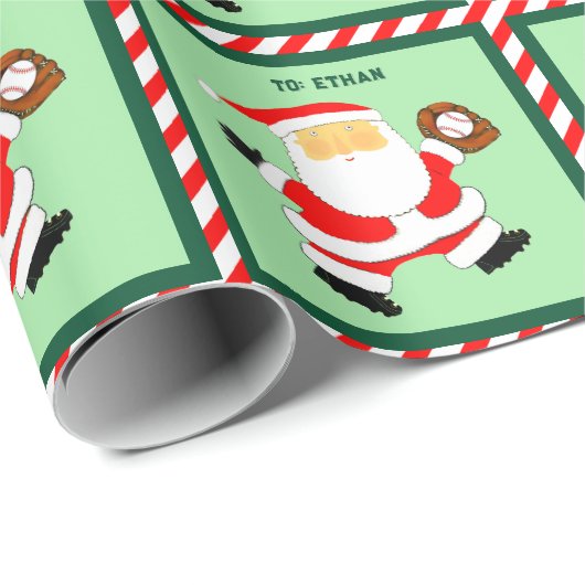 Baseball-Weihnachtsgeschenk Geschenkpapier (Rolleneckpunkt)