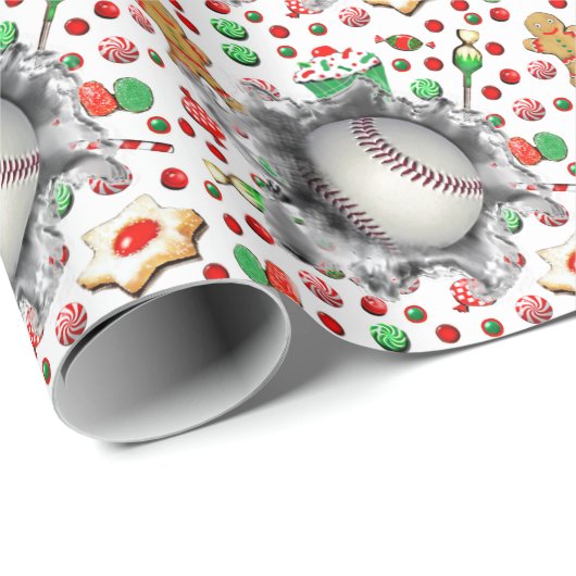 Baseball Weihnachtsgeschenk Geschenkpapier (Rolleneckpunkt)