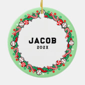 Baseball Weihnachtsgeschenk Keramik Ornament (Hinten)