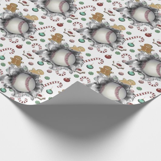 Baseball Weihnachtsgeschenk Wrapping Paper Geschenkpapier (Ecke)