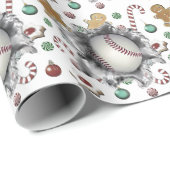 Baseball Weihnachtsgeschenk Wrapping Paper Geschenkpapier (Rolleneckpunkt)