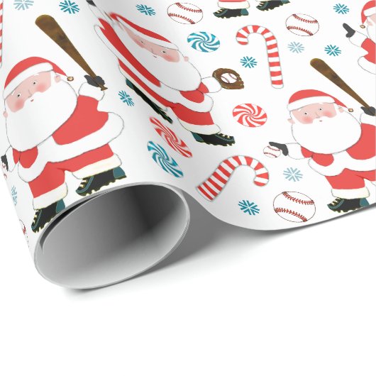 Baseball Weihnachtsgeschenk Wrapping Paper Geschenkpapier (Rolleneckpunkt)