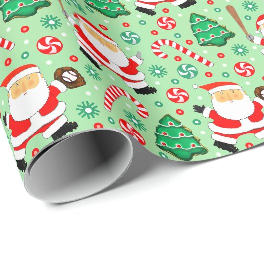 Baseball Weihnachtsgeschenk Wrapping Paper Geschenkpapier (Rolleneckpunkt)