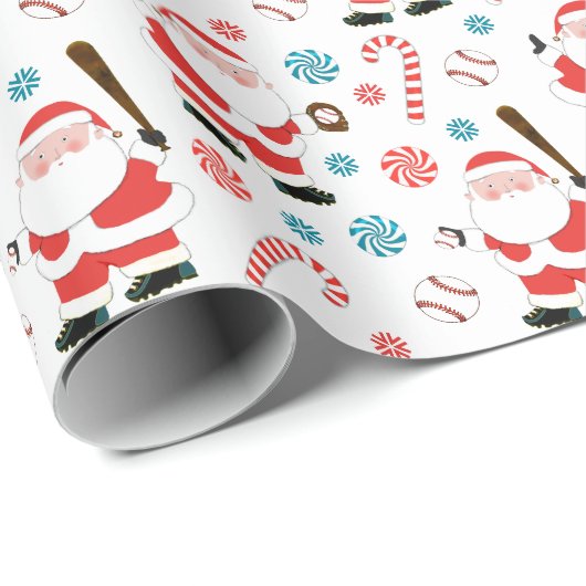 Baseball Weihnachtsgeschenk Wrapping Paper Geschenkpapier (Rolleneckpunkt)