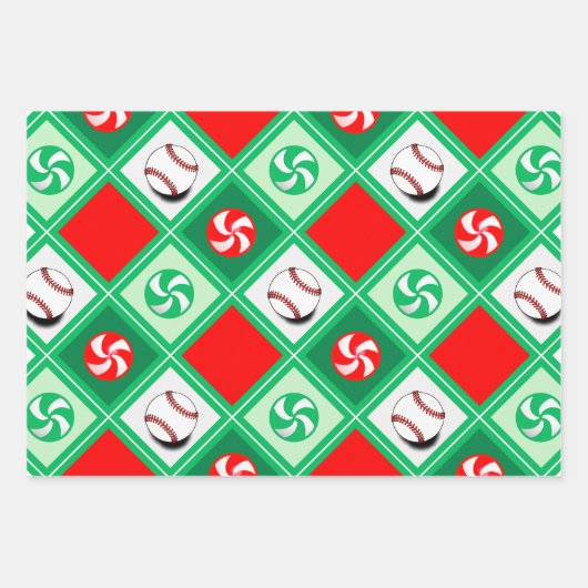 Baseball Weihnachtsgeschenk Wrapping Paper Geschenkpapier Set (Vorderseite 3)