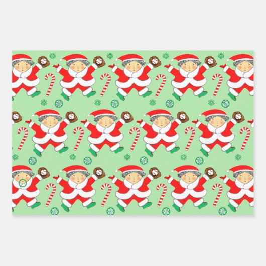 Baseball Weihnachtsgeschenk Wrapping Paper Geschenkpapier Set (Vorderseite)