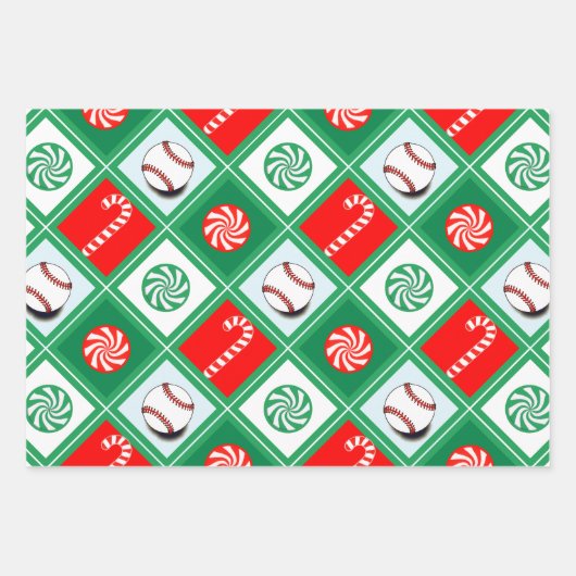Baseball Weihnachtsgeschenk Wrapping Paper Geschenkpapier Set (Vorderseite 3)