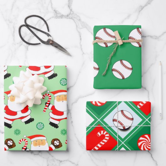 Baseball Weihnachtsgeschenk Wrapping Paper Geschenkpapier Set (Vorderseite)