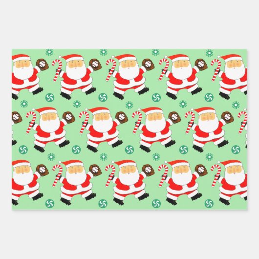 Baseball Weihnachtsgeschenk Wrapping Paper Geschenkpapier Set (Vorderseite)