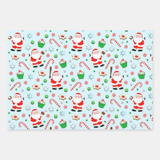 Baseball Weihnachtsgeschenke Geschenkpapier Set (Vorderseite)