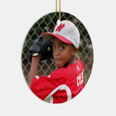 Baseball-Weihnachtsgewohnheits-Foto Keramikornament (Rechts)
