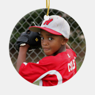 Baseball-Weihnachtsgewohnheits-Foto Keramikornament