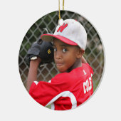 Baseball-Weihnachtsgewohnheits-Foto Keramikornament (Links)
