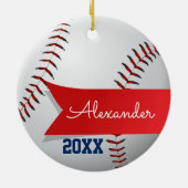 Baseball-Weihnachtsgewohnheits-Foto Keramikornament (Hinten)
