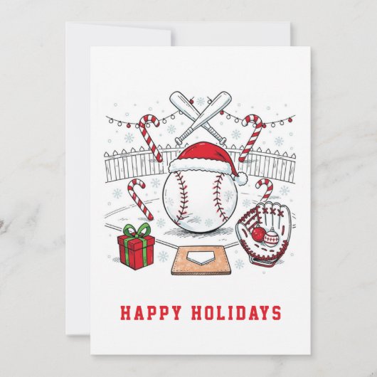 Baseball-Weihnachtsgrußkarte Feiertagskarte (Vorderseite)
