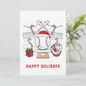 Baseball-Weihnachtsgrußkarte Feiertagskarte (Stehend Vorderseite)