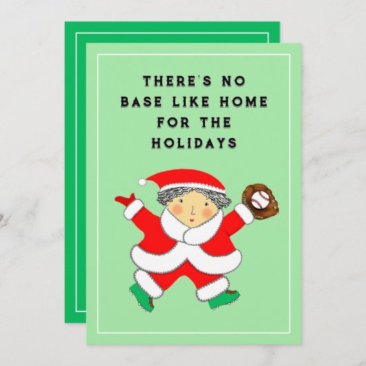 Baseball Weihnachtskarte Feiertagskarte (Vorne/Hinten)