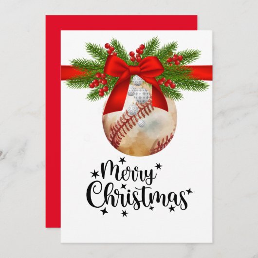 Baseball Weihnachtskarte für Spieler Feiertagskarte (Vorne/Hinten)