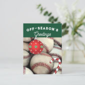 Baseball Weihnachtskarten Feiertagspostkarte (Stehend Vorderseite)