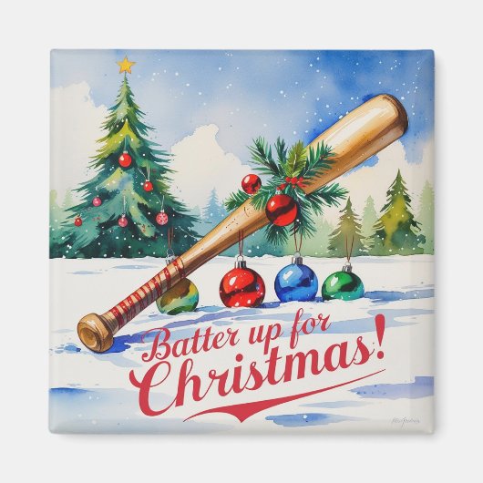 Baseball Weihnachtsmagnet - Festliche Sportdekorat Magnet (Vorne)