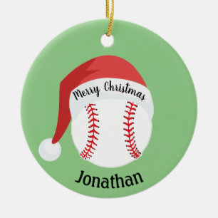Baseball-Weihnachtsmannmütze Keramik Ornament