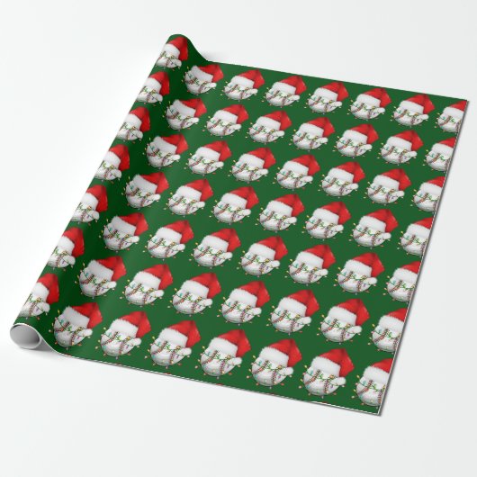 Baseball-Weihnachtsmannmütze-Umschlagpapier Geschenkpapier (Ungerollt)