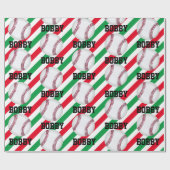 Baseball Weihnachtsnachtsnachtsnachtsnamen Streife Geschenkpapier (Flach)