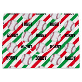 Baseball Weihnachtsnachtsnachtsnachtsnamen Streife Große Geschenktüte (Vorderseite)