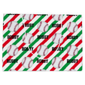 Baseball Weihnachtsnachtsnachtsnachtsnamen Streife Große Geschenktüte (Rückseite)