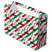 Baseball Weihnachtsnachtsnachtsnachtsnamen Streife Große Geschenktüte (Vorderseite Schrägansicht)