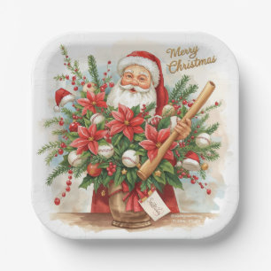 Baseball Weihnachtspapier-Teller Pappteller
