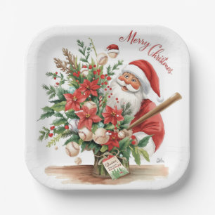 Baseball Weihnachtspapier-Teller Pappteller