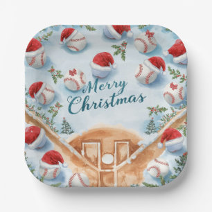 Baseball Weihnachtspapier-Teller Pappteller