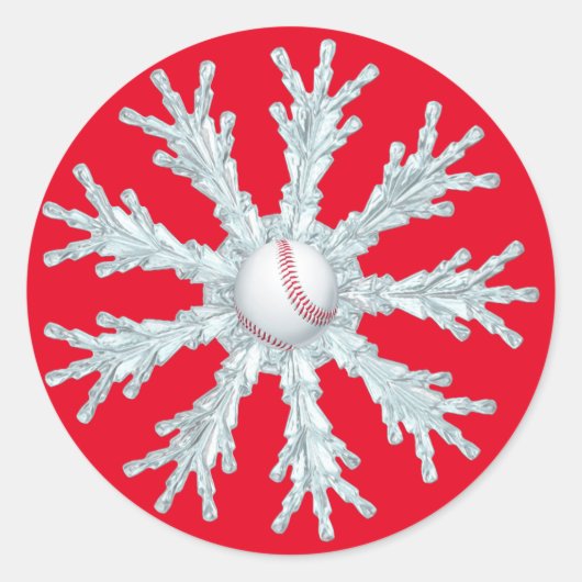 Baseball Weihnachtsschneeflocke Runder Aufkleber (Vorderseite)