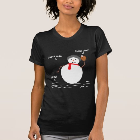 Baseball Weihnachtsschneemann Snow Cone Fangdesign T-Shirt (Vorderseite)