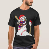Baseball Weihnachtsschneemann spielt Baseball T-Sh T-Shirt (Vorderseite)