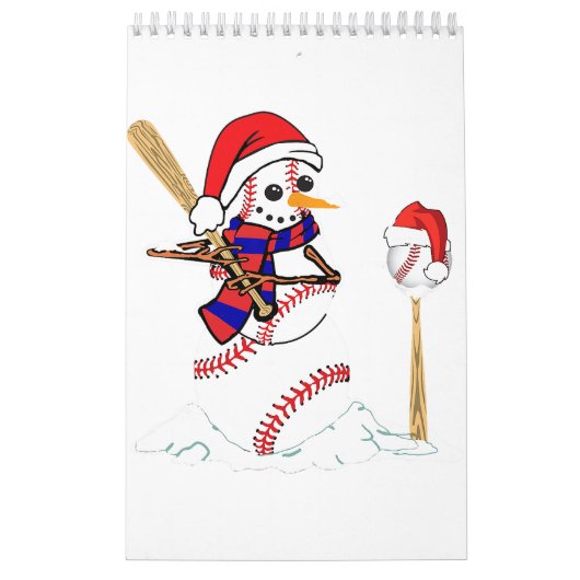 Baseball Weihnachtssnowman spielt Baseball Kalender (Titelbild)